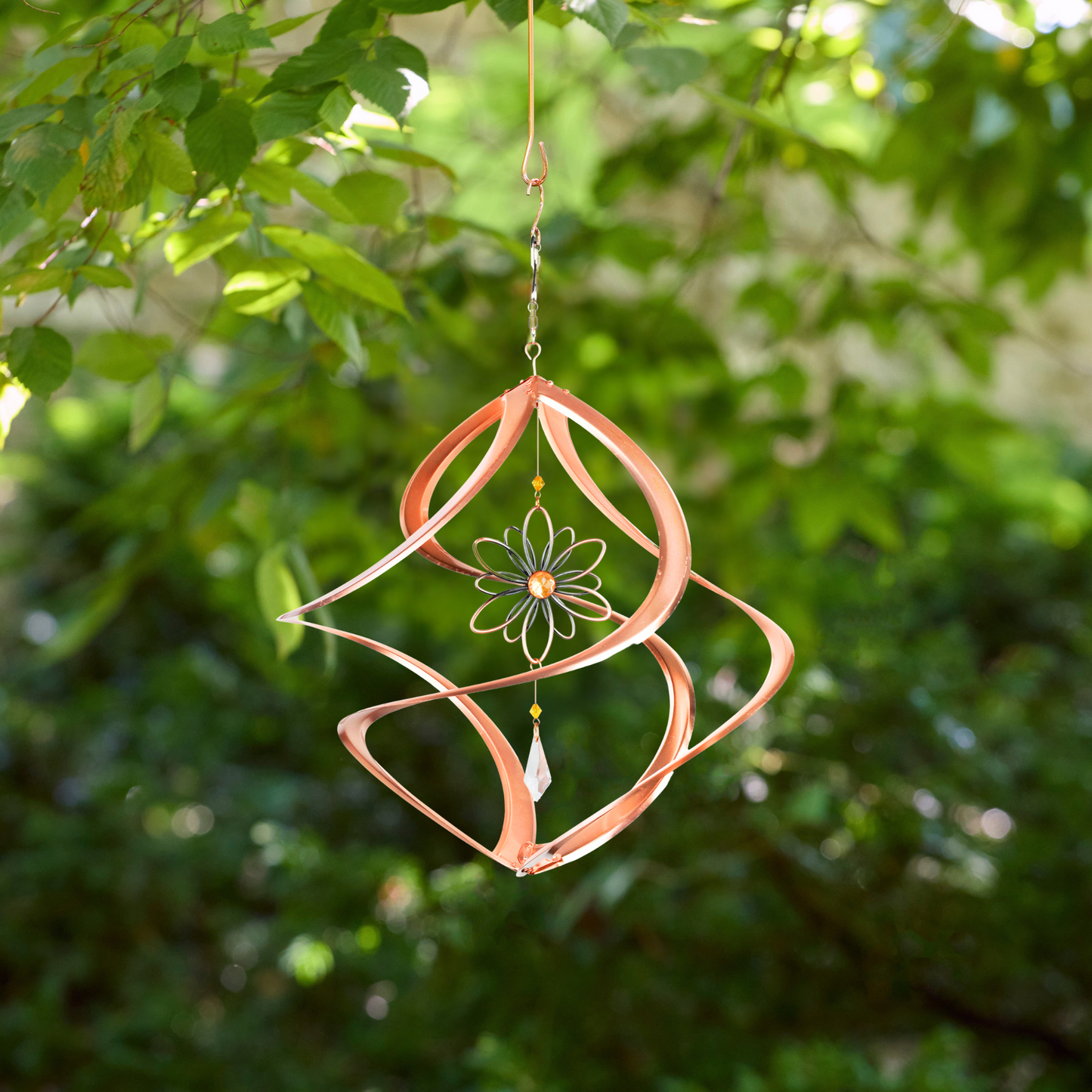 14" Copper Cosmix Garden Spinner with Wire Flower