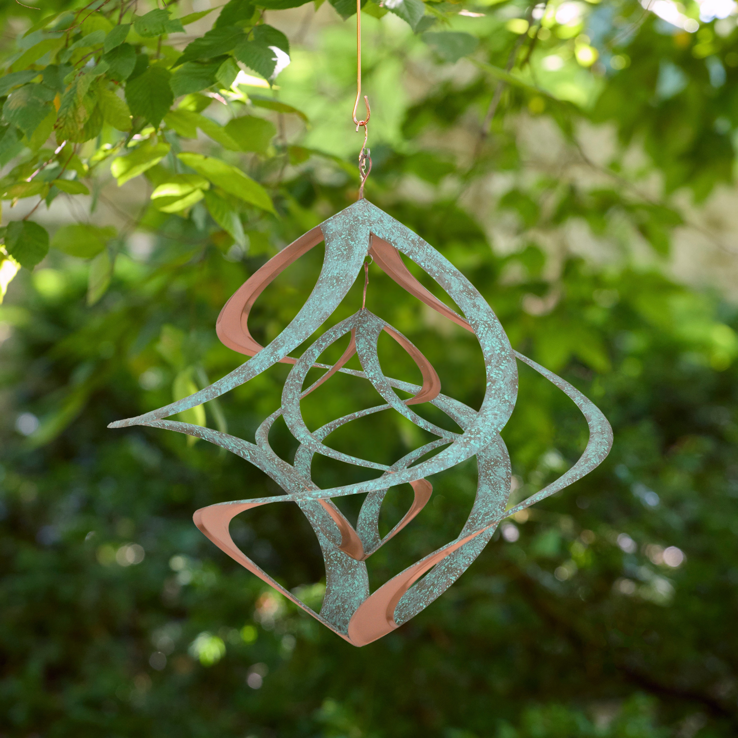 Copper & Patina Double Cosmix Garden Spinner – 14″