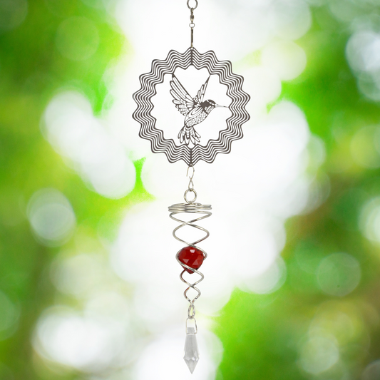 Hummingbird Suncatcher- Red Crystal