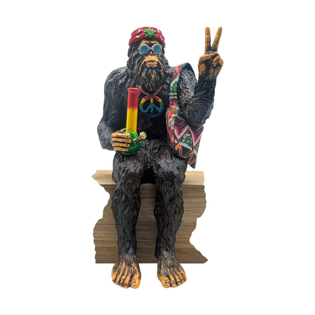 Hippie Bigfoot Sasquatch with Bohemian Bag Statue