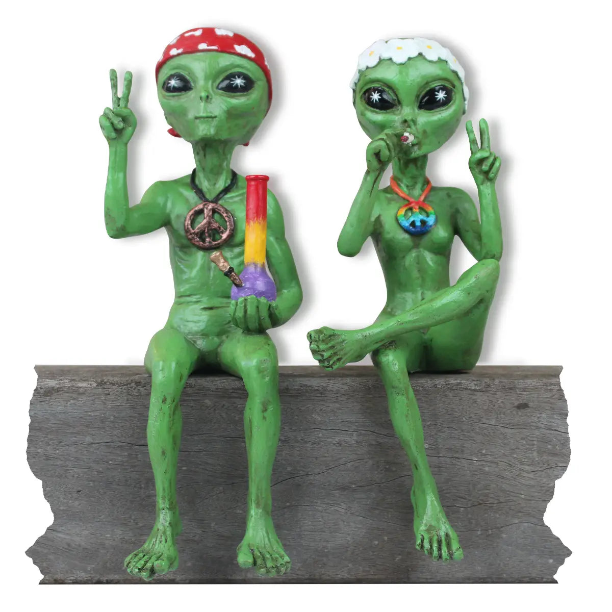 Alien Invasion "Hippie and Stoner" Shelf Sitter Cosmic Green