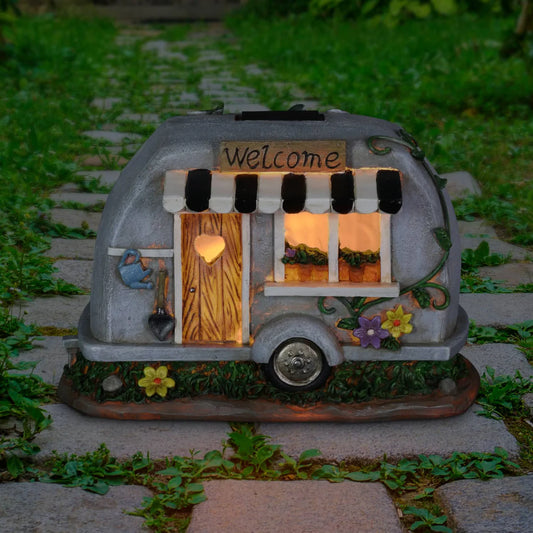 Solar Camping Trailer Statue