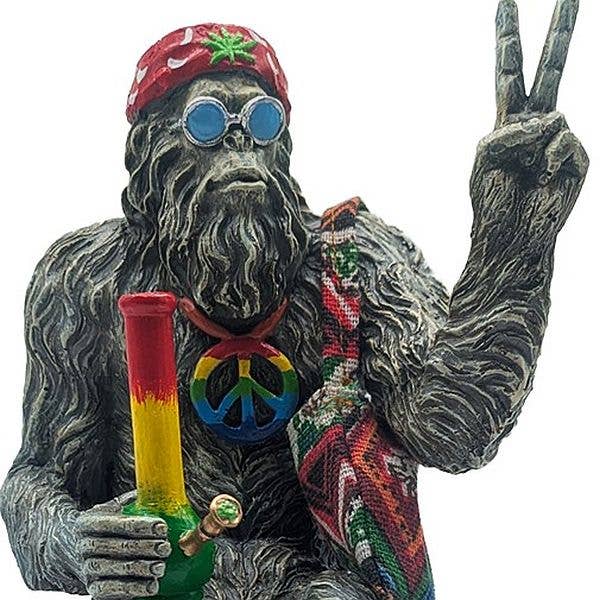 Hippie Bigfoot Sasquatch with Bohemian Bag Statue