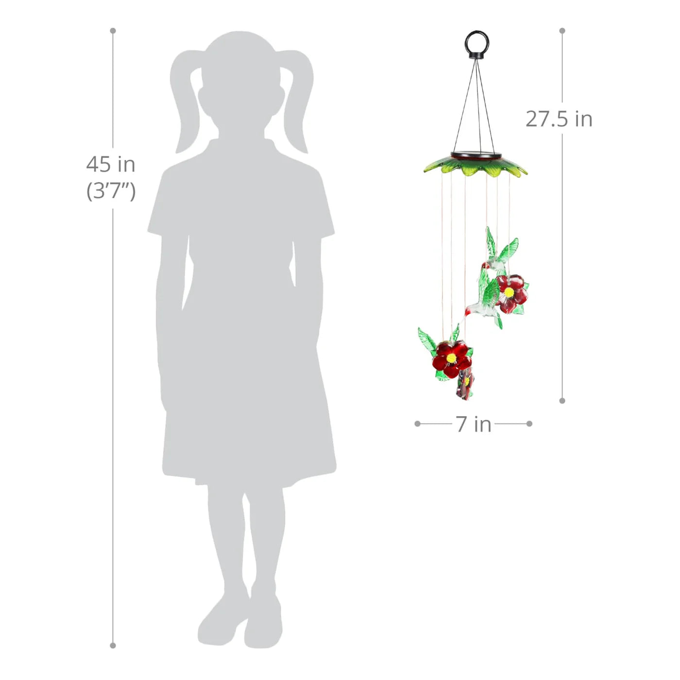 Solar Color Changing Hummingbirds And Flowers Mobile