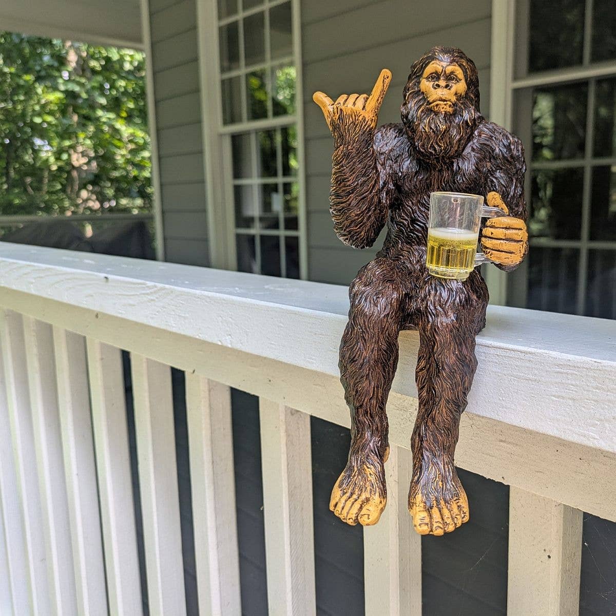 Party Bigfoot Sasquatch Beer Drinking Statue 10 inch H