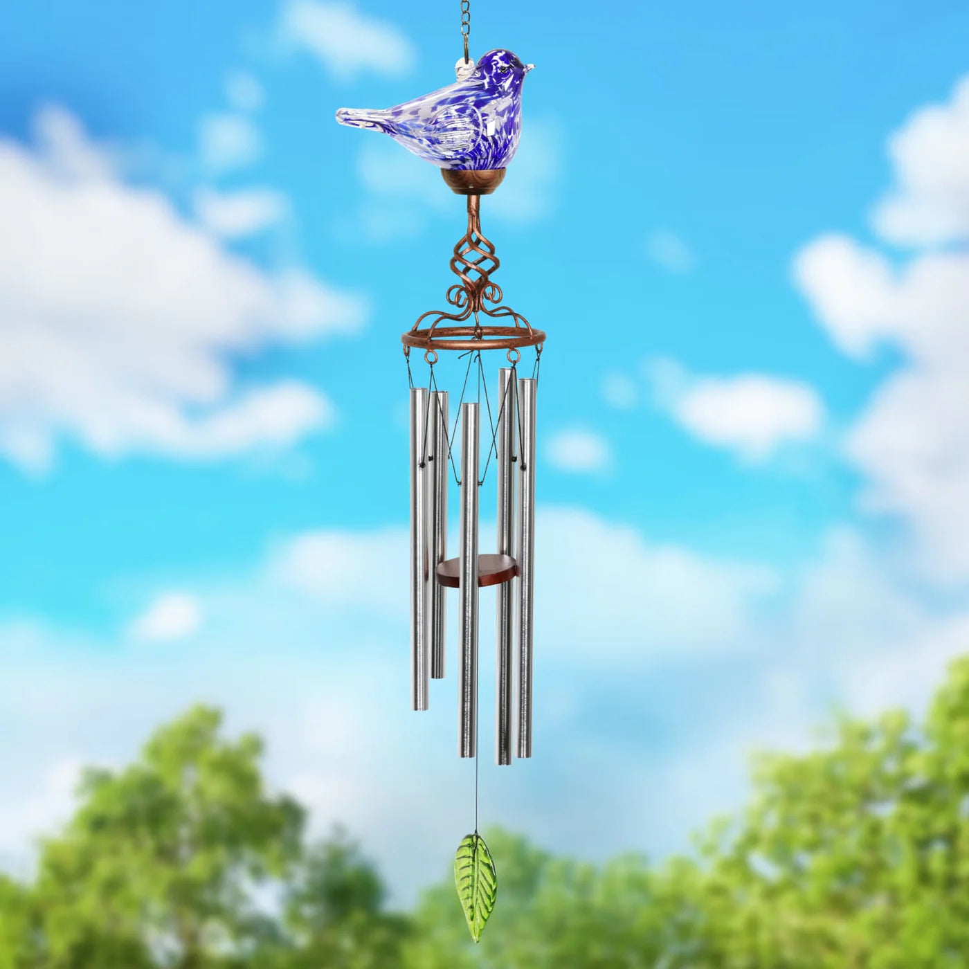 Solar Blue Bird Wind Chime