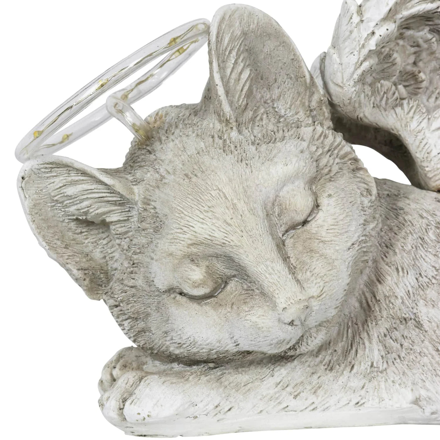 Solar Sleeping Cat Angel Statue