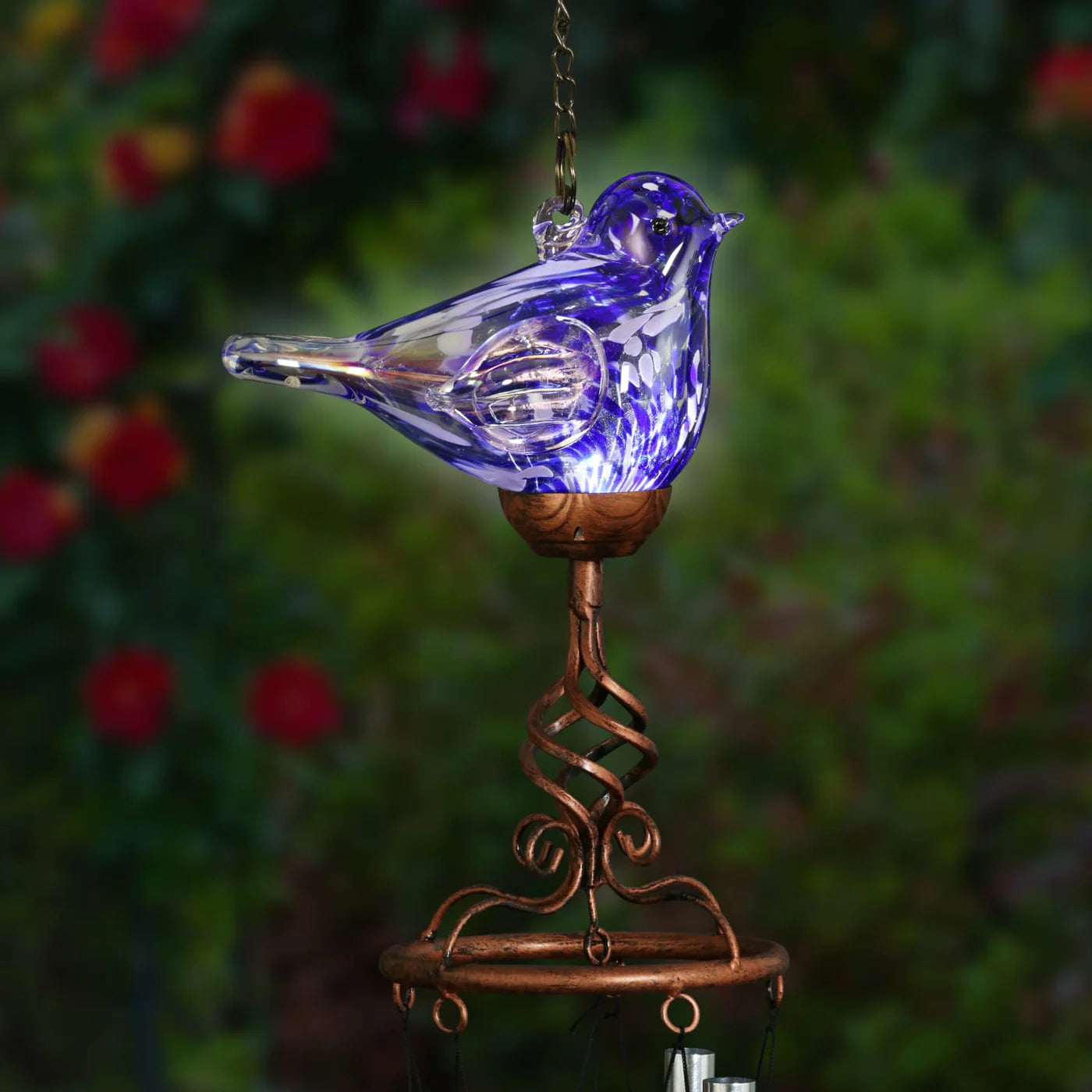 Solar Blue Bird Wind Chime