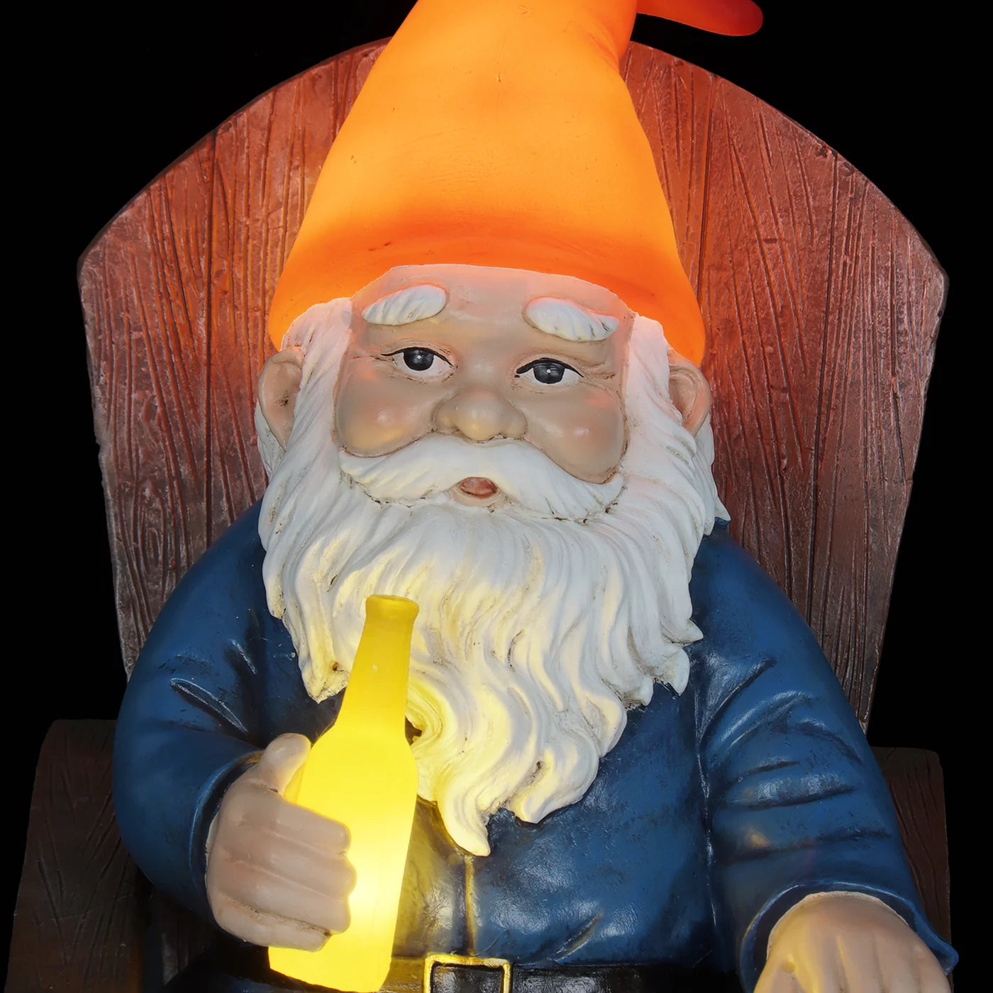 Solar Drinking Gnome In Adirondack