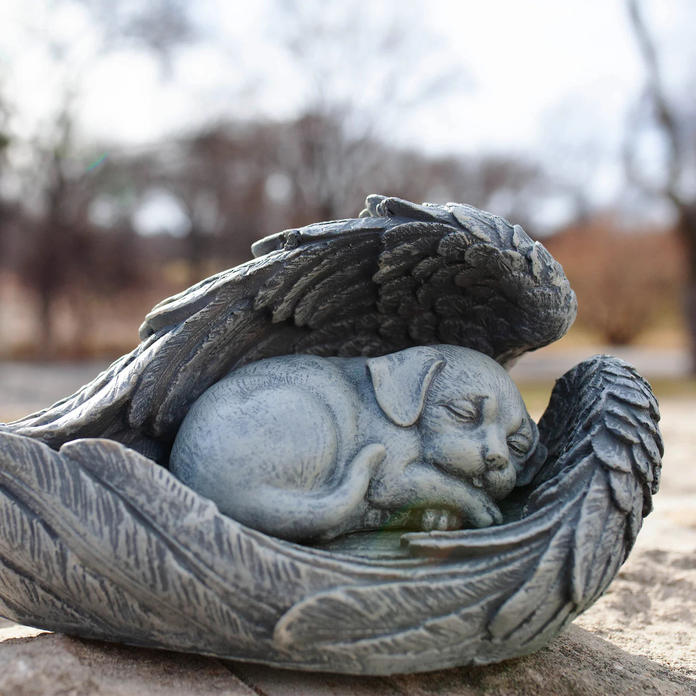 Dog in Angel Wings Statue