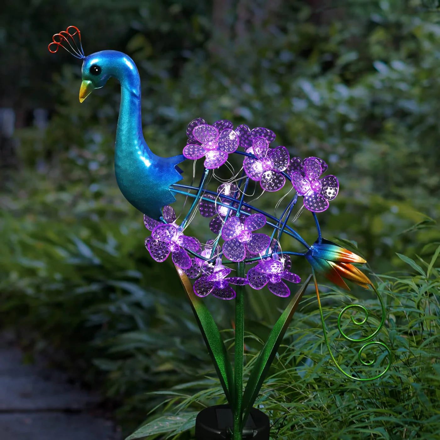 Solar Spinning Flowers Peacock Stake