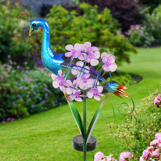 Solar Spinning Flowers Peacock Stake