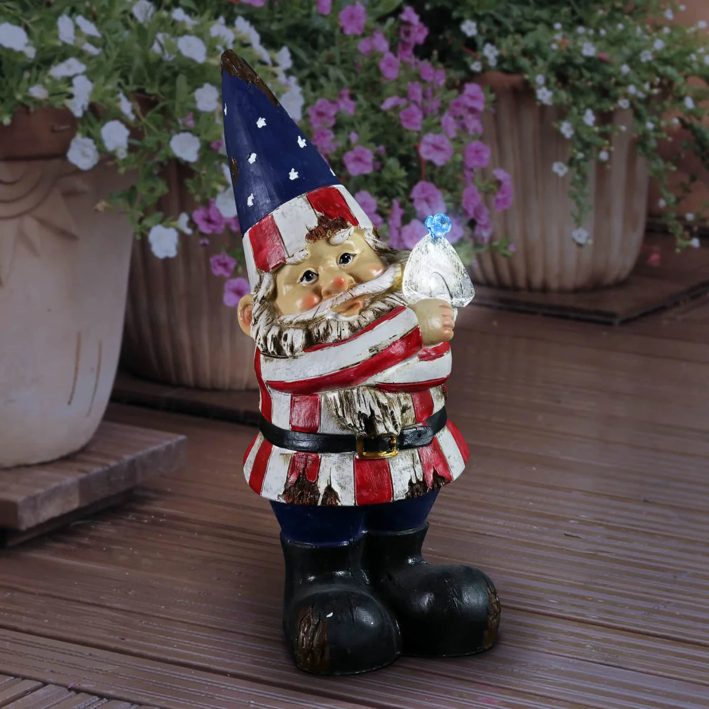 Patriotic Gnome w LED Bird