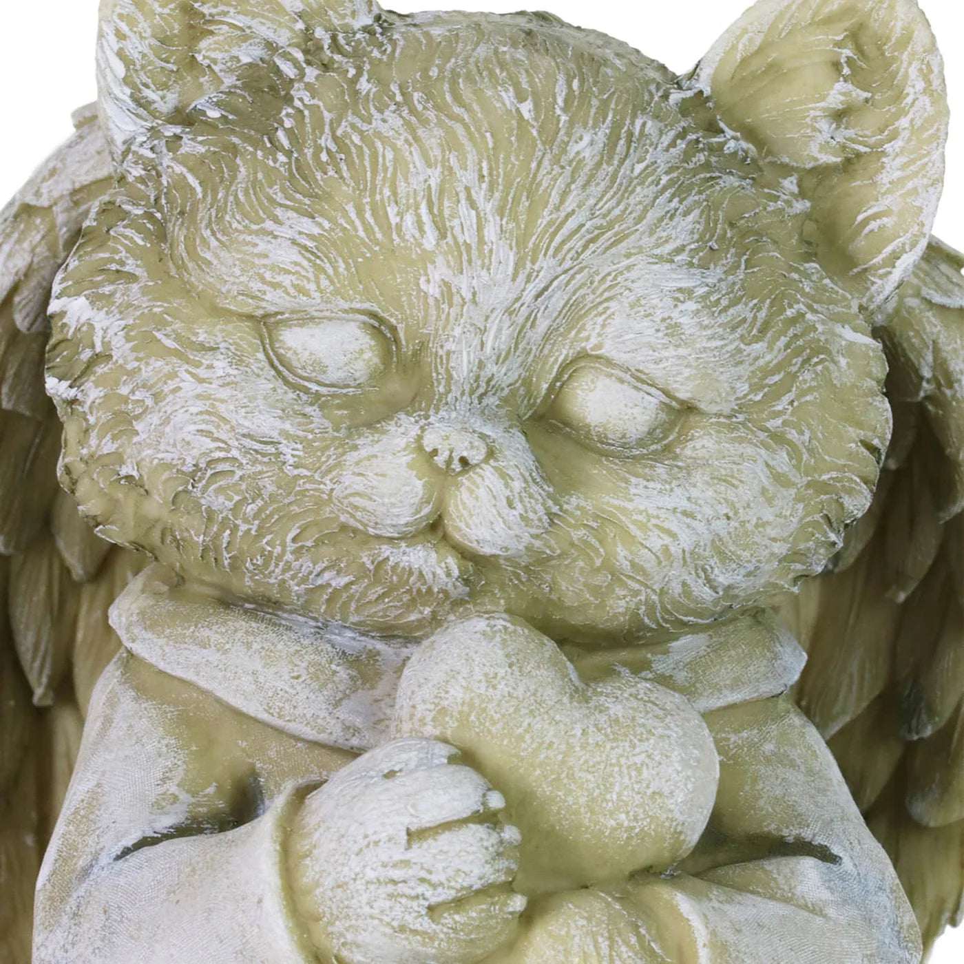 Cat Angel Holding Heart Garden Statue