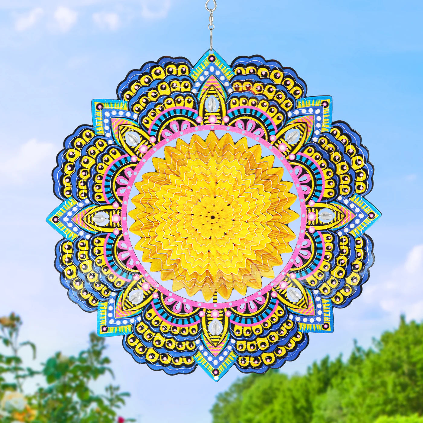 Laser Cut Gold Metal Hanging Spinner